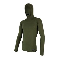 SENSOR MERINO DF pánské triko dl.rukáv s kapucí safari green