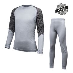 SENSOR MERINO IMPRESS SET dětský triko dl.rukáv + spodky šedá/maori