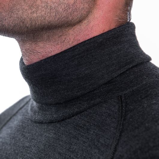 SENSOR MERINO BOLD pánské triko dl.rukáv roll neck anthracite gray