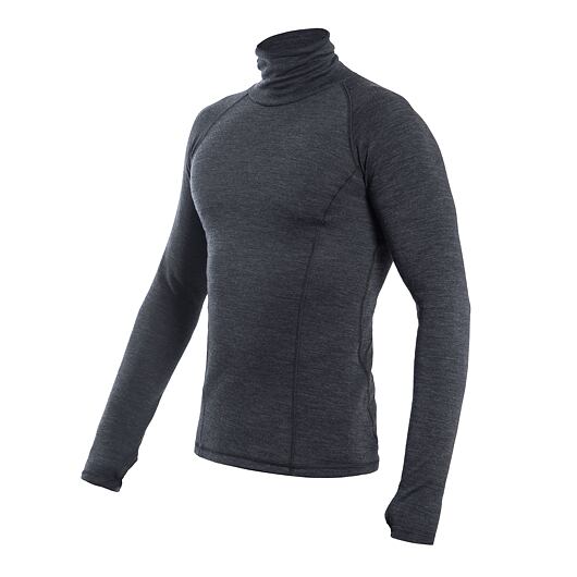 SENSOR MERINO BOLD pánské triko dl.rukáv roll neck anthracite gray